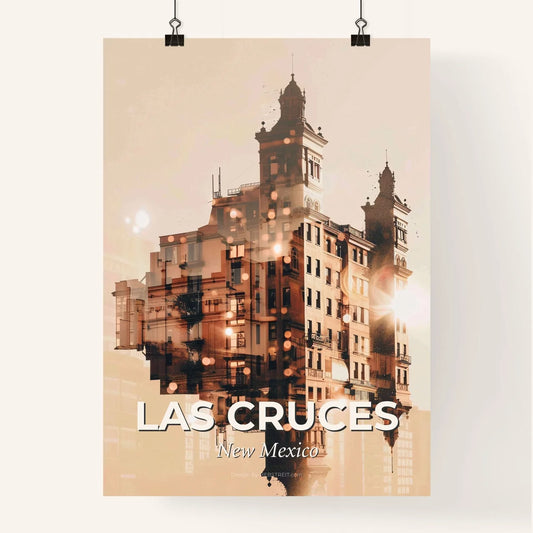 Las Cruces Cityscape Skyline Double Exposure Art Poster