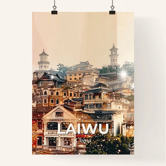 Laiwu China Skyline Double Exposure Art Poster Poster