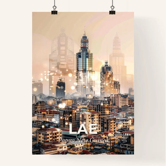 Lae City Skyline Art Double Exposure Composite Poster