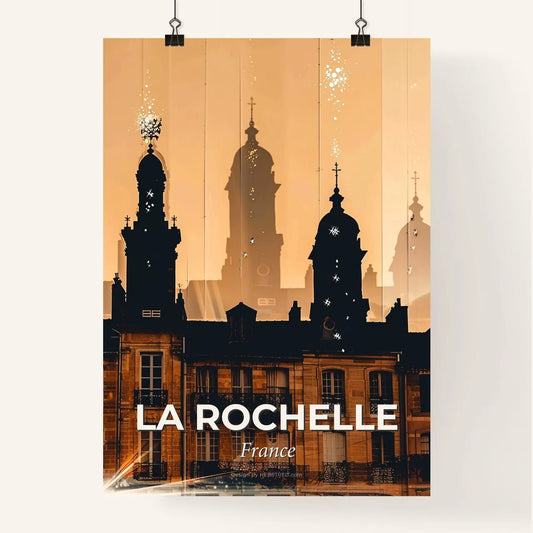 La Rochelle Skyline Double Exposure Silhouette Poster Poster