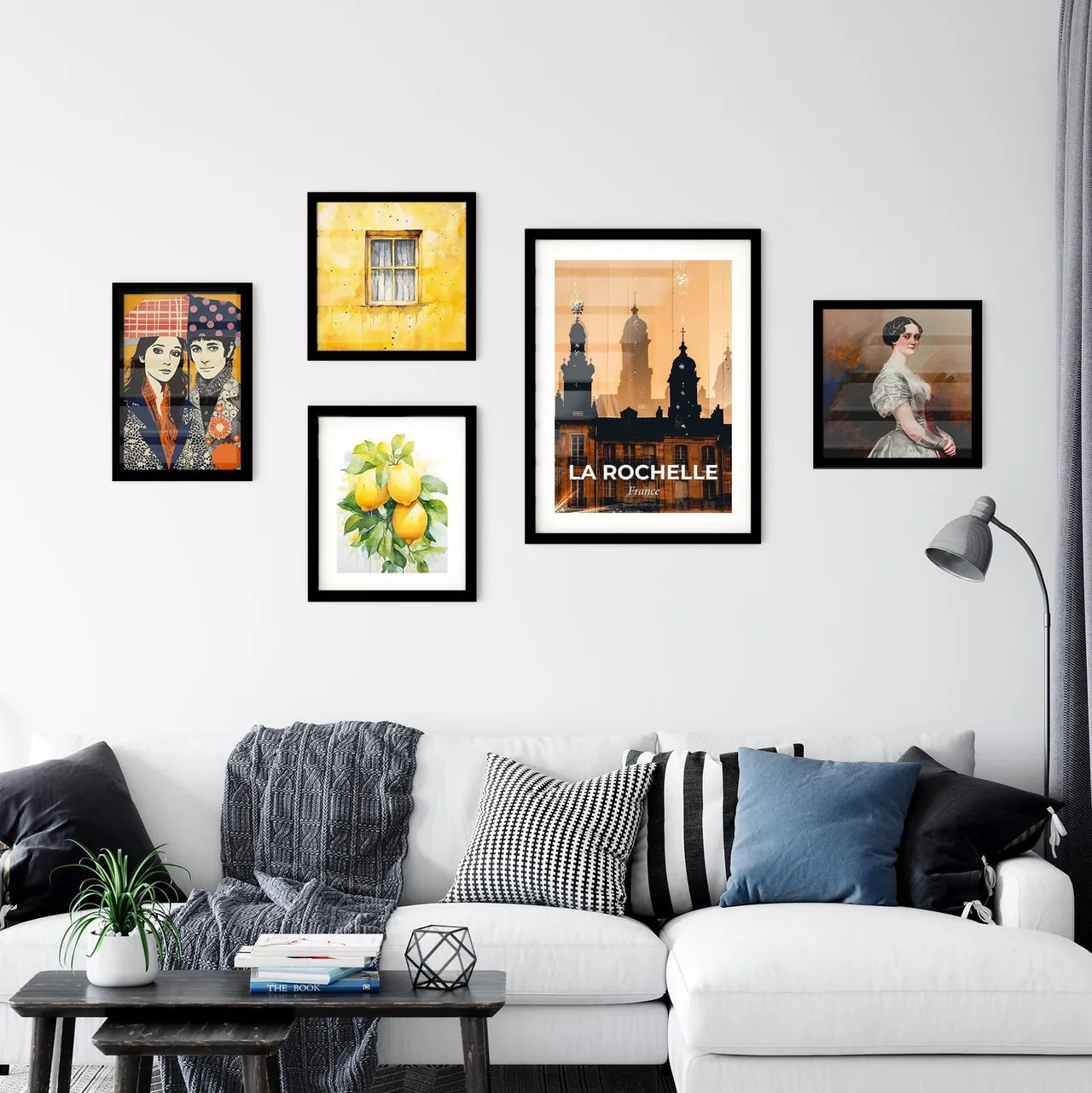 La Rochelle Skyline Double Exposure Silhouette Poster Wall Art