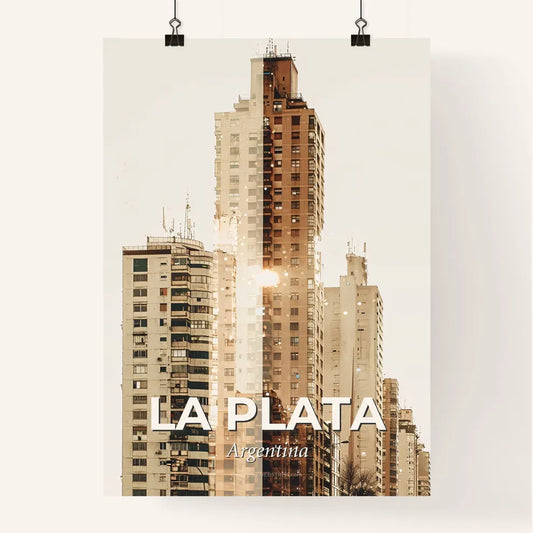 La Plata City Skyline Poster: Local Icons Double Exposure Poster