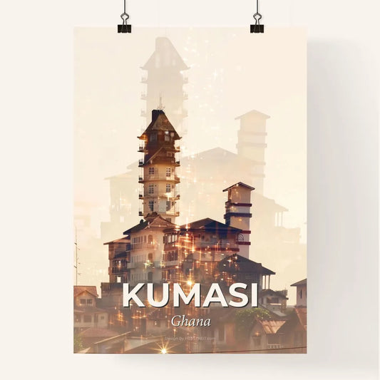 Kumasi: Double Exposure City Skyline Composite Art Poster