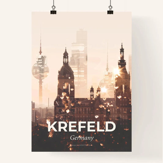 Krefeld Skyline Double Exposure Beige Paper Poster Poster
