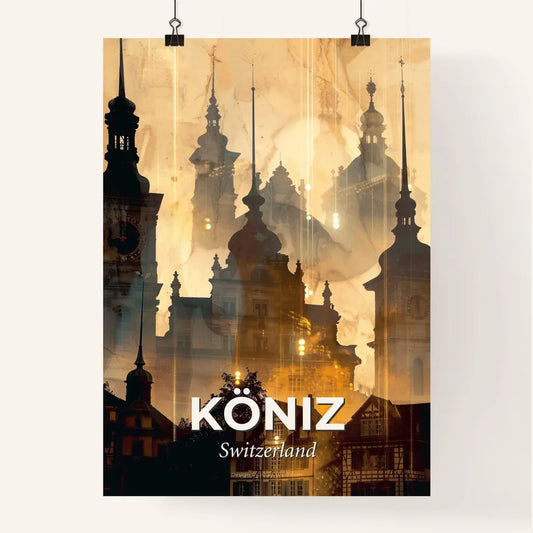 Köniz Skyline Cityscape Swiss Architecture Beige Poster