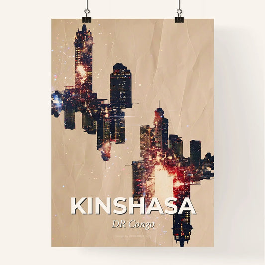 Kinshasa Skyline Double Exposure Artwork Poster