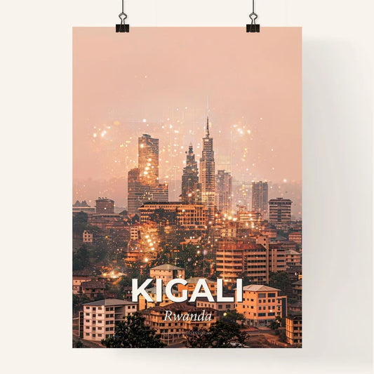 Kigali Rwanda City Skyline Night Art Poster