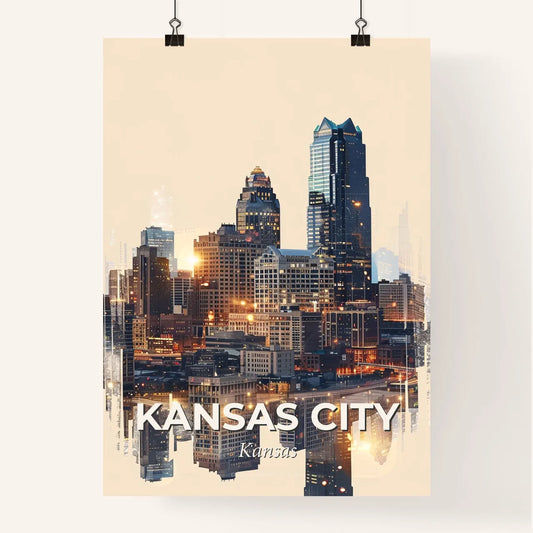 Kansas City Skyline Double Exposure City Art Poster Poster