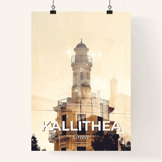 Kallithea City Skyline Double Exposure Art Print Poster