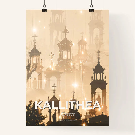 Kallithea Greece Skyline Composite Art Poster Beige Poster