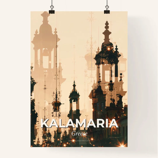 Kalamaria Greece Silhouette Sparkle Skyline Poster