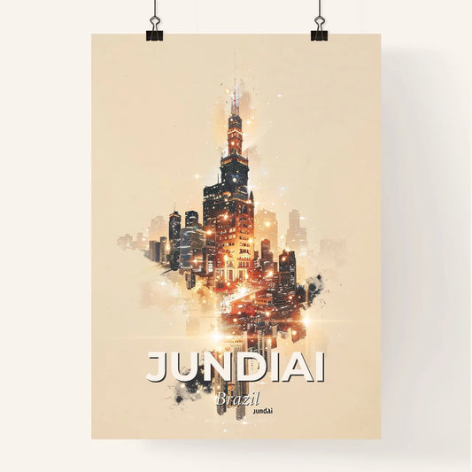 Jundiai City Skyline Double Exposure Poster Poster