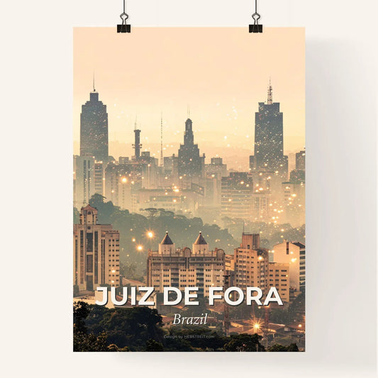 Juiz de Fora Skyline Double Exposure Poster Art Poster