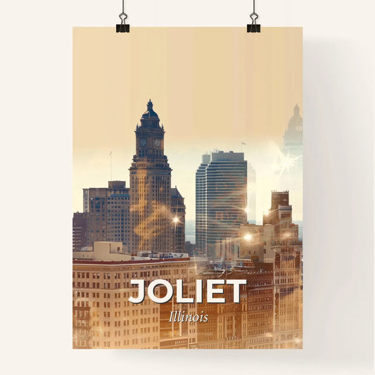 Joliet's Skyline Iconography in Radiant Hues Poster