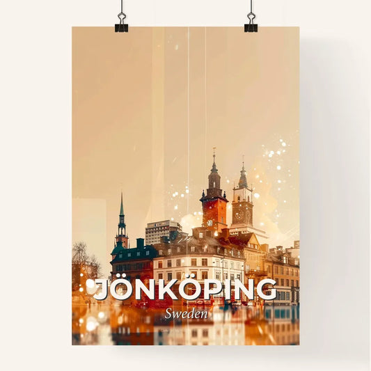 Jönköping City Skyline Panoramic View Poster Art Poster