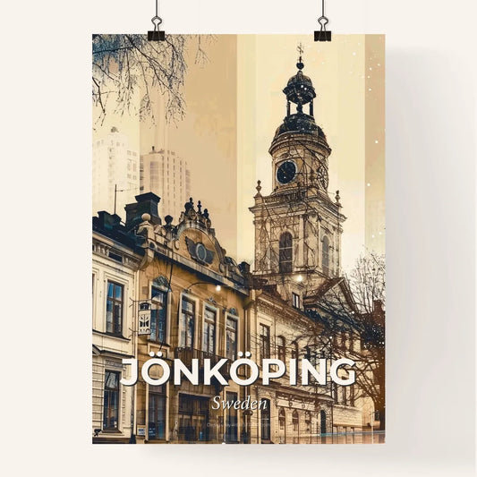 Jönköping Skyline Cityscape Beige Sparkle Poster Poster