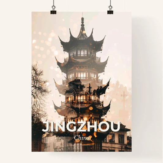 Jingzhou, China: Double Exposure Cityscape Poster Poster