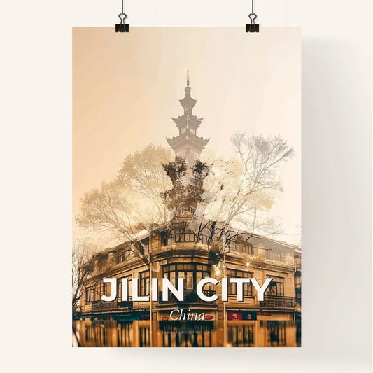Jilin City Double Exposure Skyline Masterpiece Poster
