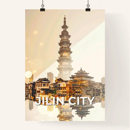 Jilin City Skyline Double Exposure Poster Art Poster