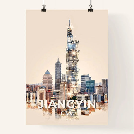 Jiangyin Skyline Night Light Composite Art Poster