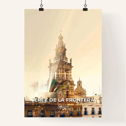 Jerez de la Frontera Skyline Landmarks Double Exposure Beige Poster Poster
