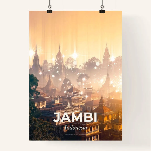 Jambi City Skyline Double Exposure Composite Art Poster