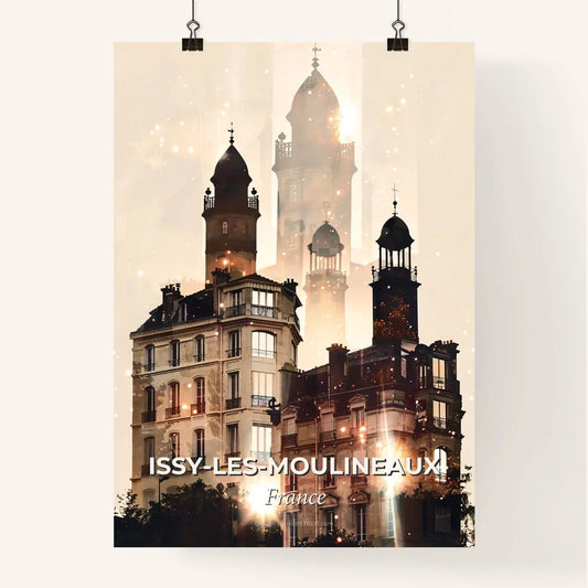 Issy Skyline: Double Exposure Silhouette Sparkle Beige Poster