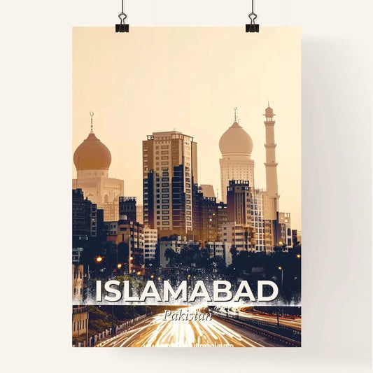 Islamabad Skyline Composite Art Vibrant Beige Minimalist Poster