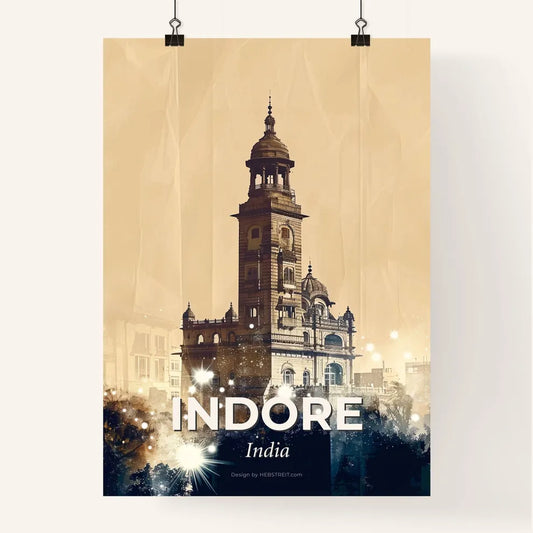 Indore Iconography Skyline Double Exposure Art Poster