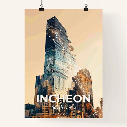 Incheon City Skyline Double Exposure Composite Art Poster