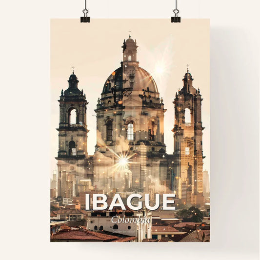 Ibague: Architecture Icons in a Double Exposure Skyline Poster