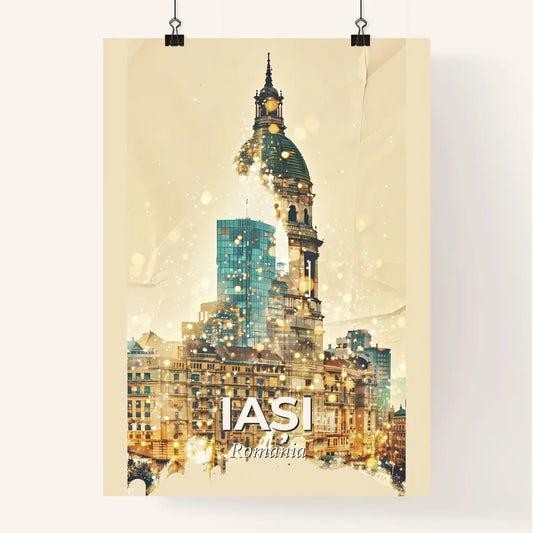 Iasi City Skyline Double Exposure Art Poster Poster