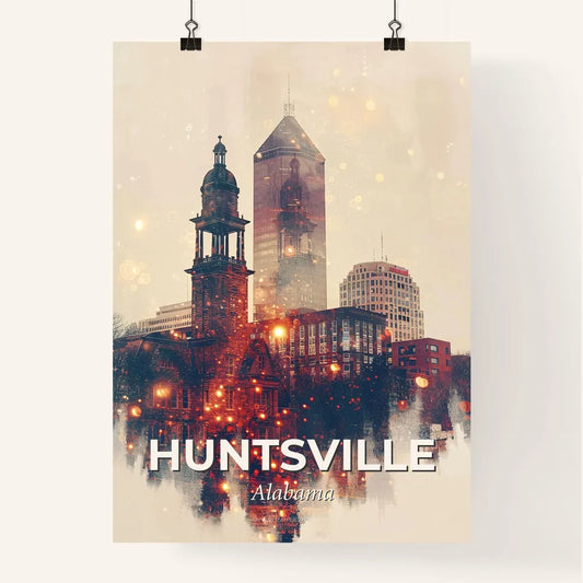 Huntsville City Skyline Double Exposure Art Print Poster
