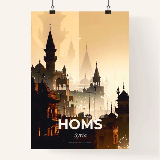 Homs, City Skyline Double Exposure Art Poster