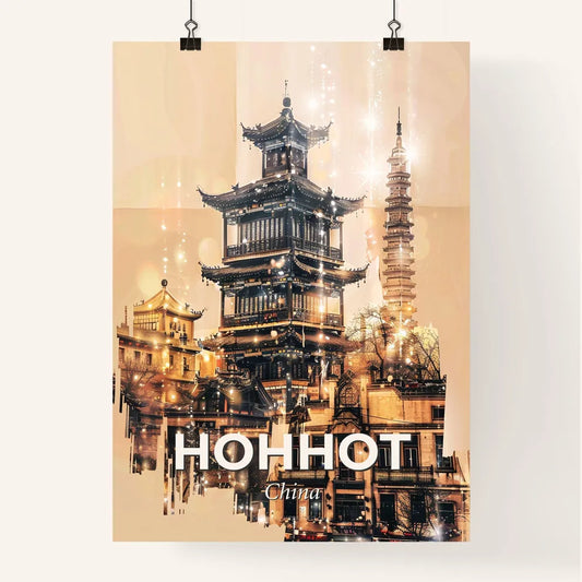 Hohhot Skyline Double Exposure Composite Art Poster