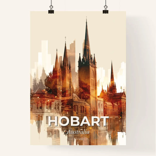 Hobart Skyline Double Exposure Art Poster Poster