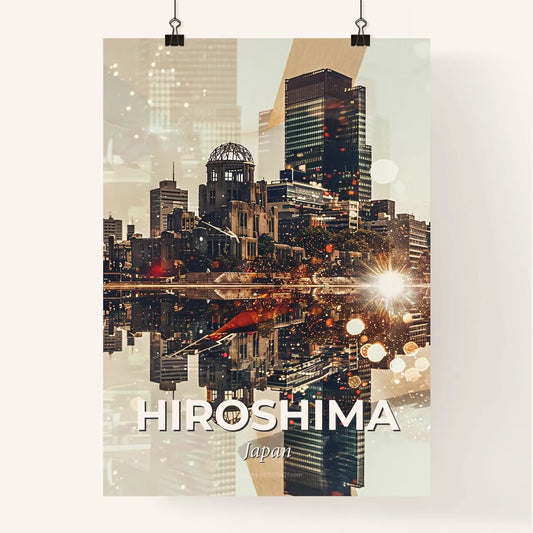 Hiroshima Skyline in Bright Beige Poster