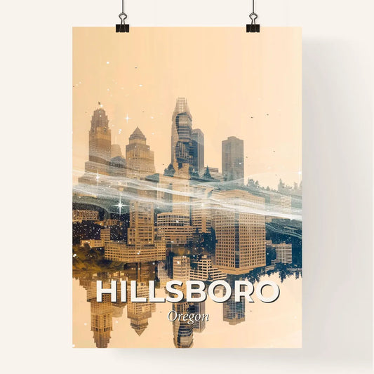Hillsboro City Skyline Silhouette Art Print Poster