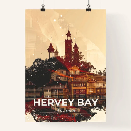Hervey Bay Double Exposure Composite Skyline Art Poster