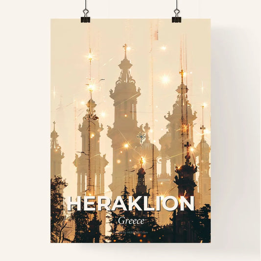 Heraklion: Skyline Double Exposure Silhouette Sparkle Poster Poster