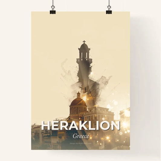 Heraklion Skyline Double Exposure Composite Art Poster Poster