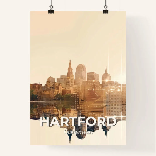 Hartford Skyline Double Exposure Art Poster Poster