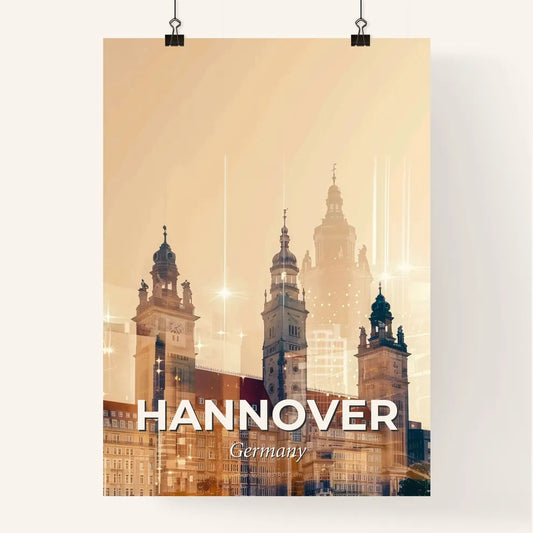 Hannover City Skyline Double Exposure Print Poster