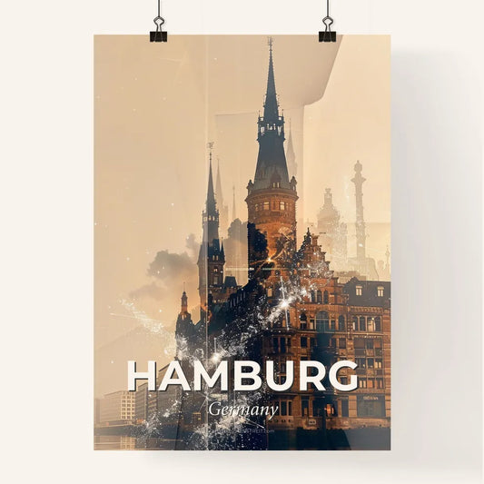 Hamburg City Skyline Art Deco Poster Poster