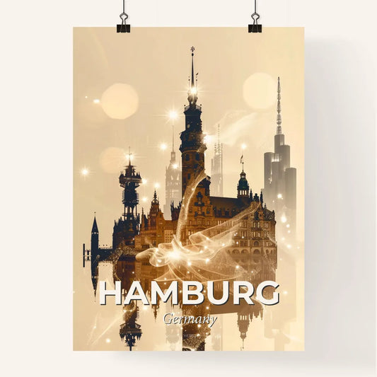 Hamburg City Silhouette Double Exposure Composite Poster Art Poster