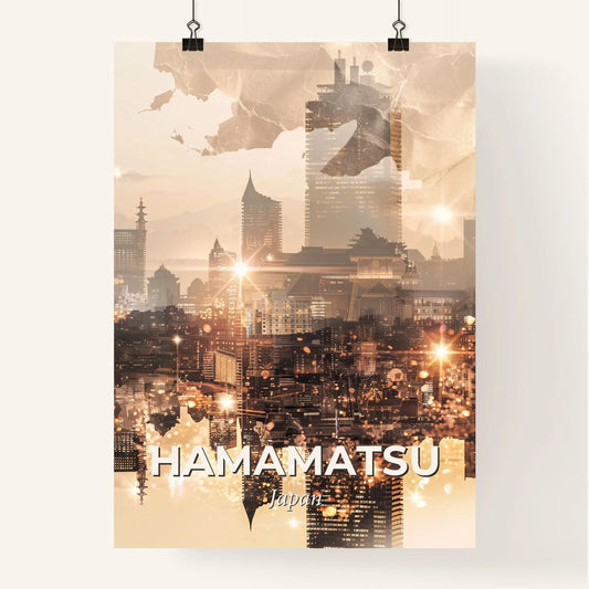 Hamamatsu Double Exposure Skyline Art Poster