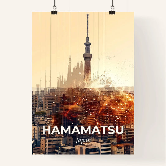 Hamamatsu Skyline Double Exposure Composite Poster Art Poster