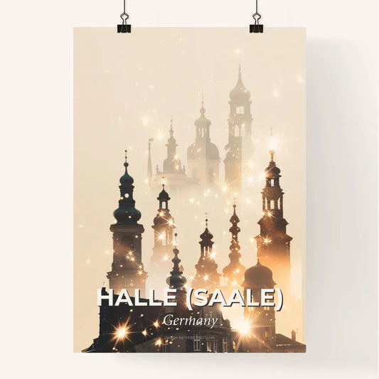 Halle Skyline Double Exposure Composite Poster Poster