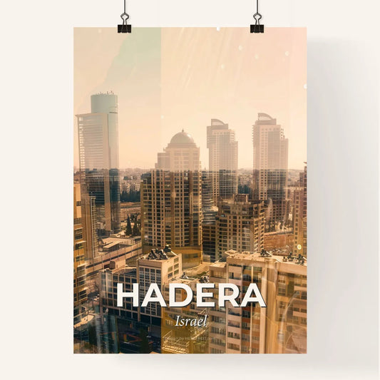 Hadera Israel Skyline Poster Art Bright Cozy Warm Poster