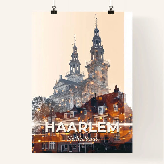 Haarlem City Skyline Double Exposure Poster